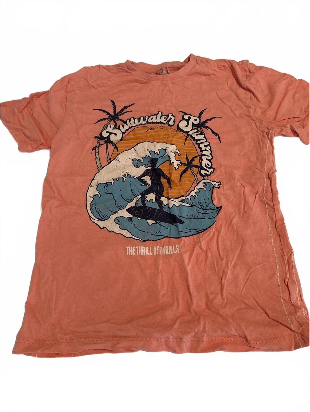 kidpik Kids T-Shirt Surf Graphic Coral - Large 12